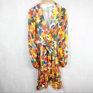 Caroline Constas Olivia Silk wrap style dress in Saffron